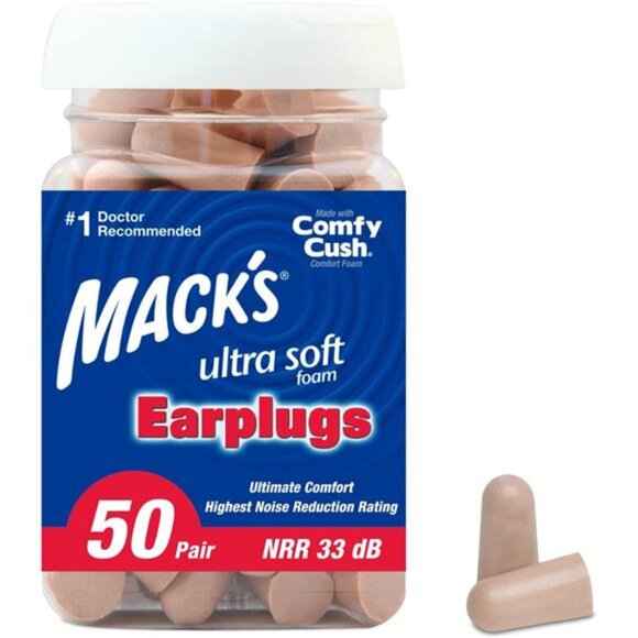 Ultra Soft Foam Earplugs, 50 Pair - 33dB Highest NRR, Comfortable Ear Plugs